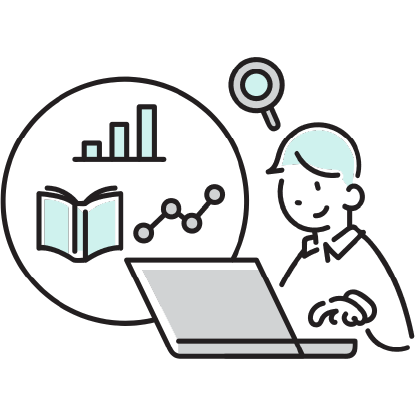 PCで分析する男性のイラスト